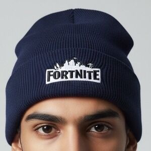 Fortnite Embroidered‎ Beanie Hat Blue Winter Warm Knit Cap Gaming Merchandise